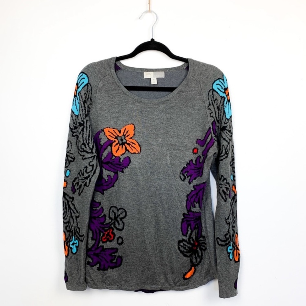 Gabby Isabella Bright Floral Long Sleeve Sweater